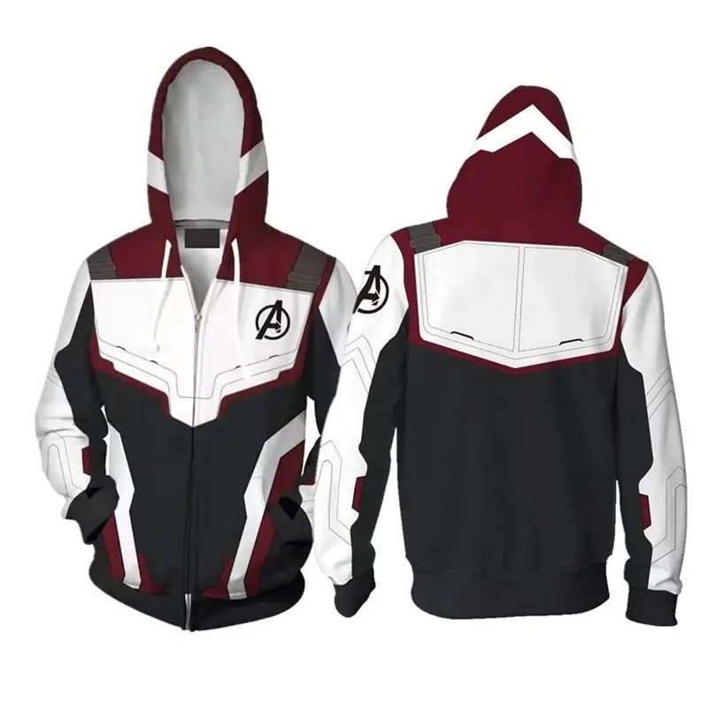

3D Print Avengers Endgame Hoodies Quantum Realm Cosplay Costume Sweatshirt Superhero America Captain Marvel Zipper Jacket Hoodie
