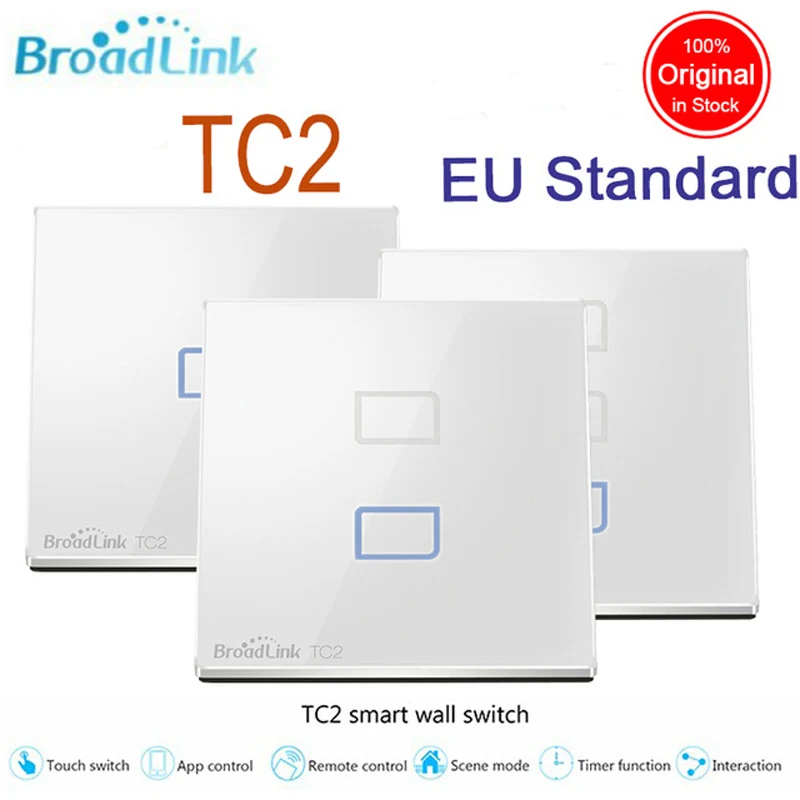 

New Arrival Broadlink TC2 EU Standard 2 Gang Smart Home Remote Control Wifi wireless Wall light switch, Touch lamps switch