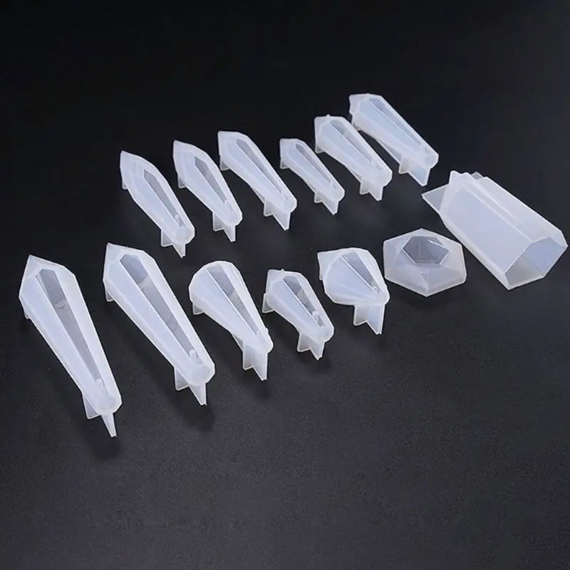 

13-pack Pendulum Silicone Casting Molds, Cone Epoxy Resin Molds, Resin Stone Pendulum Crystal Column Pendant Silicone UV Resin M