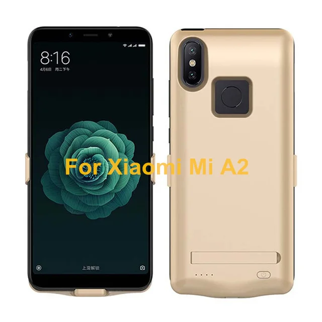 Чехол s для Xiaomi Mi 6X Внешний Аккумулятор Чехол для аккумулятора 6800 мАч чехол для зарядного устройства чехол для Xiaomi Mi A2 чехол для зарядки s - Цвет: Gold for Mi A2