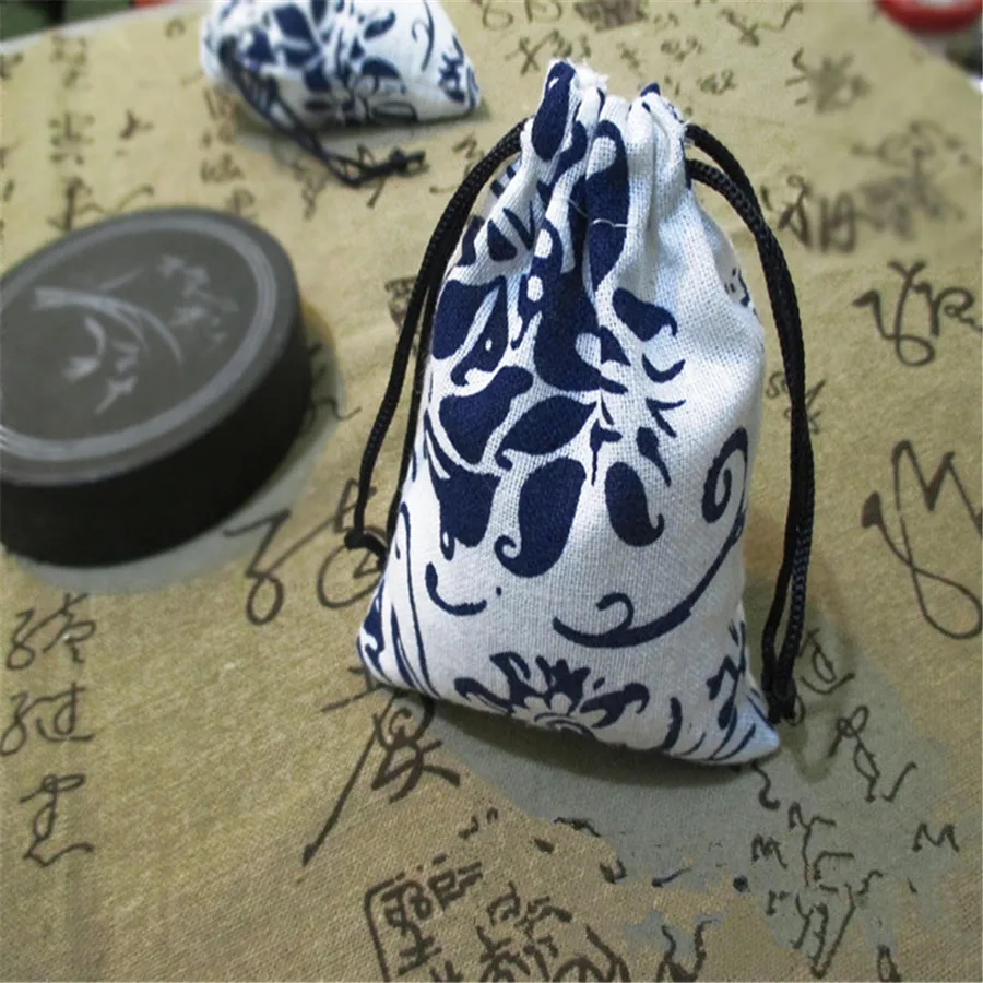 10*11 см синий и белый фарфор подарочные льняные сумки Сумка на шнурке ювелирные