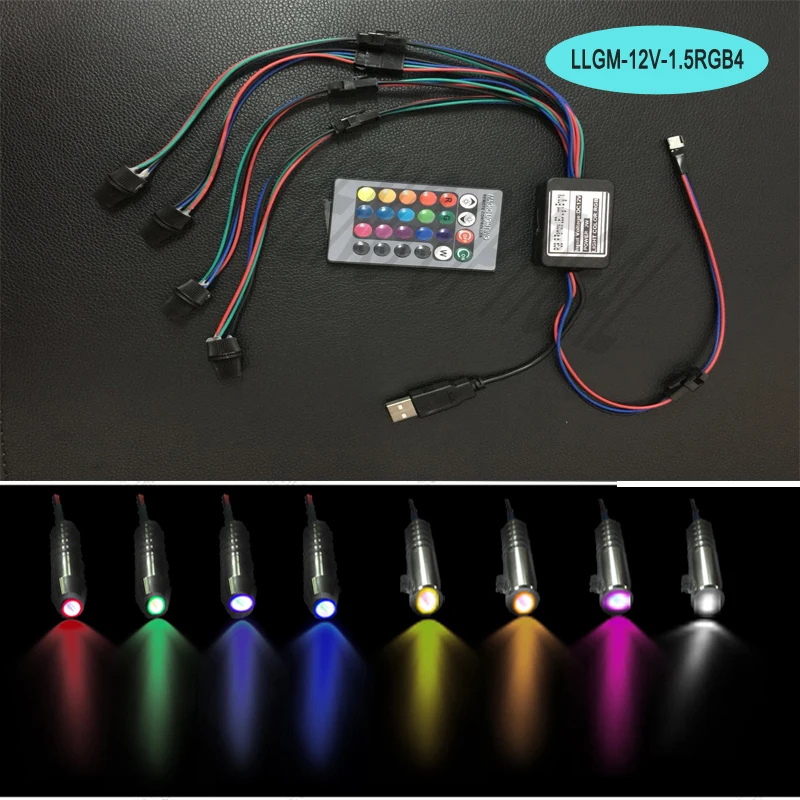 

12v 1.5w 3w multi colorful led light source engine IR remote control with 4 led bulb head USB