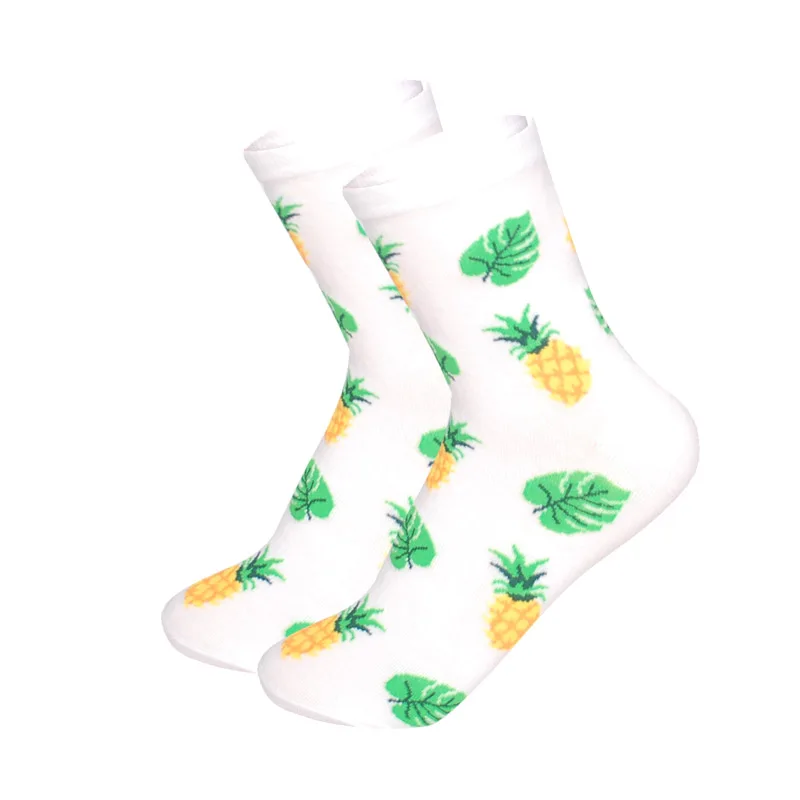Хлопковые носки для женщин, Eur35-39, Harajuku, японский, корейский стиль, суши, фрукты, известный дизайн, 24 цвета - Цвет: pineapple