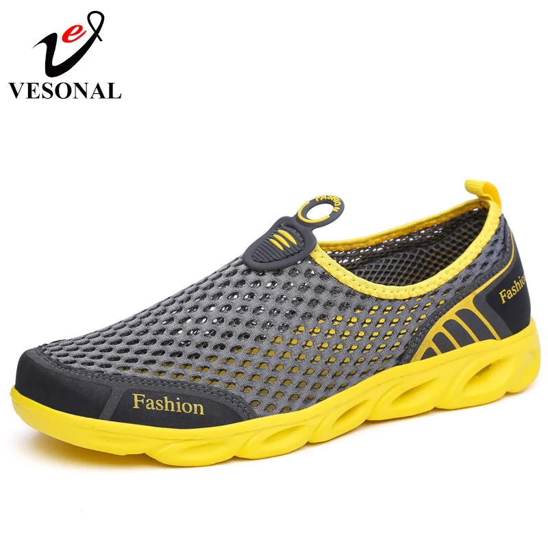 

VESONAL 2018 Summer Breathable Light Mesh Male Sneakers Shoes For Men Adult Non-Slip Comfortable Quality Driving Footwear A03