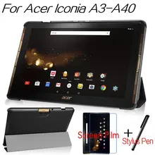 Qualidade superior inteligente capa de couro do plutônio para acer iconia tab 10 A3-A40 a3 a40/b3 a30 10.1 polegada tablet caso + protetor de tela grátis caneta(China)