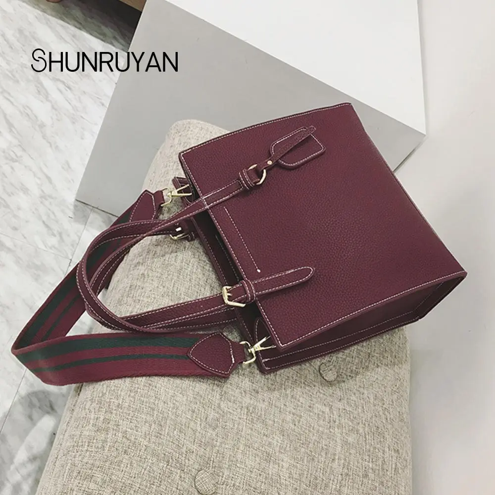 

SHUNRUYAN 2019 New Women Bag Solid Brand Design Casual Tote Handbag Shoulder Bags Elegant OL Ladies Bag