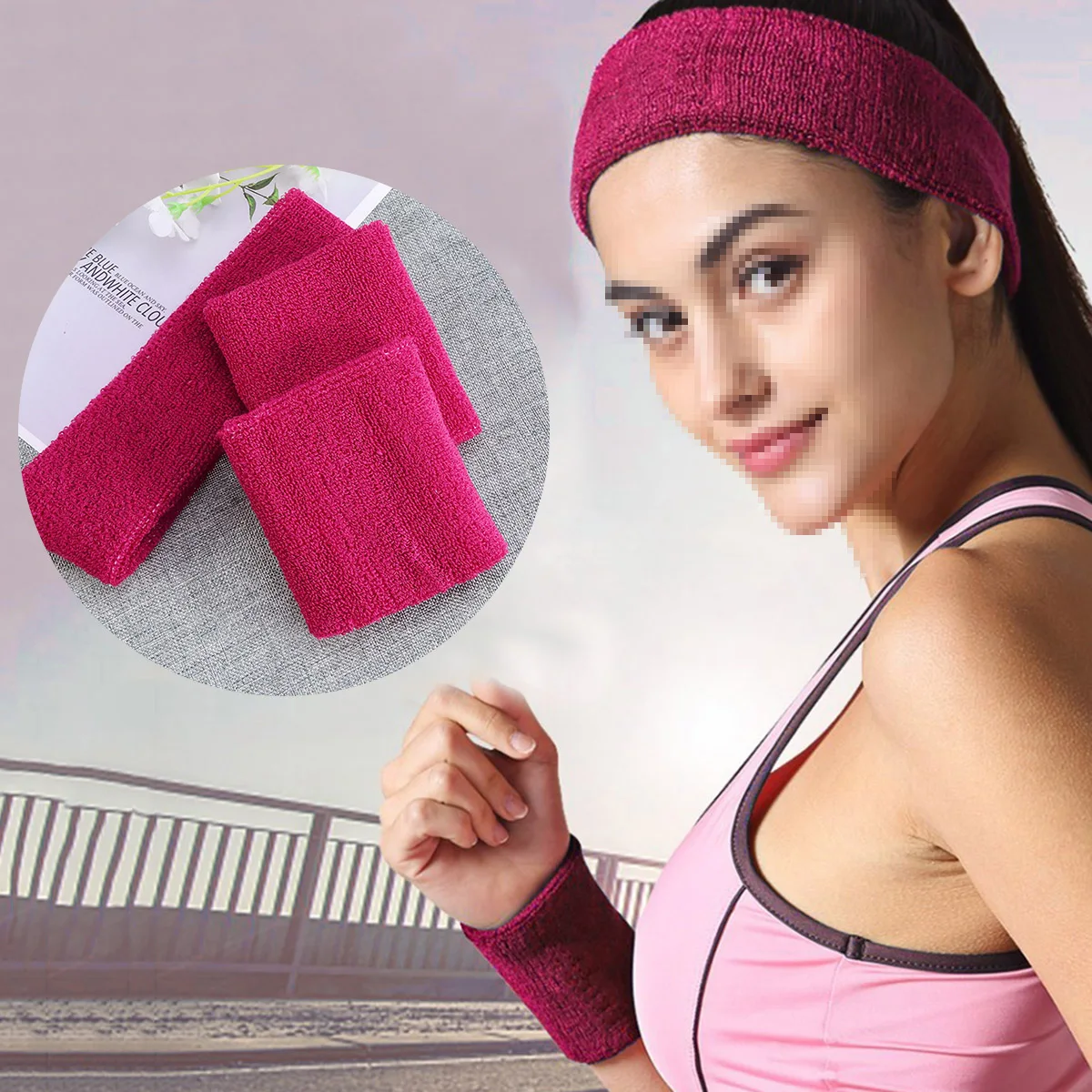 6 в 1 Sweatband Эластичный полиэстер Спортивный удобный набор головных повязок для мужчин и женщин