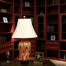 Винтажная китайская спальня гостиная Свадебная настольная лампа Цзиндэчжэнь фарфоровая Керамическая Настольная лампа декоративная настольная лампа красный