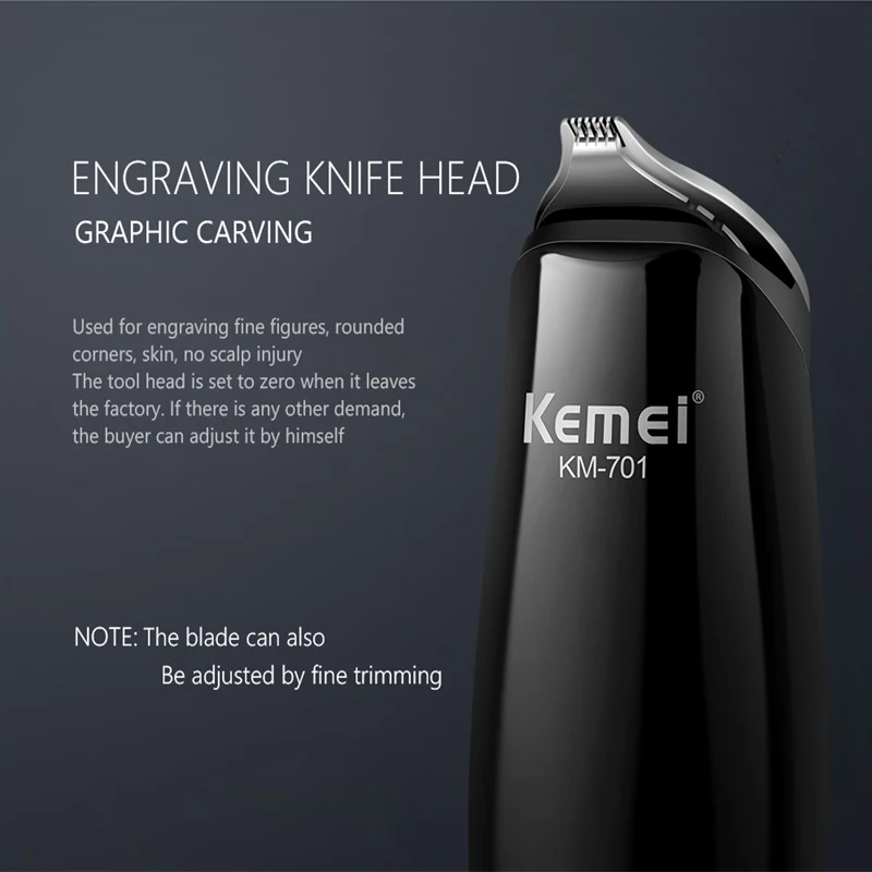 Kemei KM-701, 0 мм, мощная электрическая машинка для стрижки волос, бритва для моделирования, триммер для волос, бритва, профессиональный триммер для волос