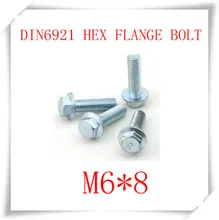 100 UNIDS M6 * 8 DIN6921 Pernos Hexagonales Con Brida De Acero Al Carbono Con El Cinc