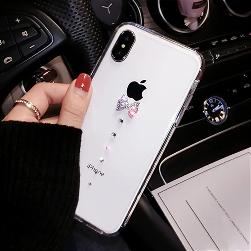 

For Huawei Honor 8 9 lite 7X 10 7C 7A pro Y9 Y7 Y6 Prime Y5 2018 Glitter Women cute rhinestone bow soft Phone case Back cover