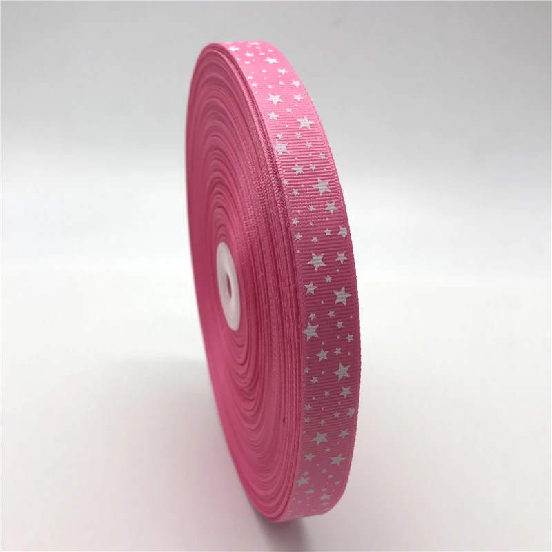 

5Yards/lot 5/8" (15mm) Rose Printed Star Grosgrain Ribbon Hair Bow Patry Wedding Christmas Decoration DIY Sewing