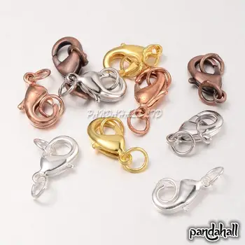 

Brass Lobster Claw Clasps, Mixed Color, 18x7x3mm, Hole: 3mm
