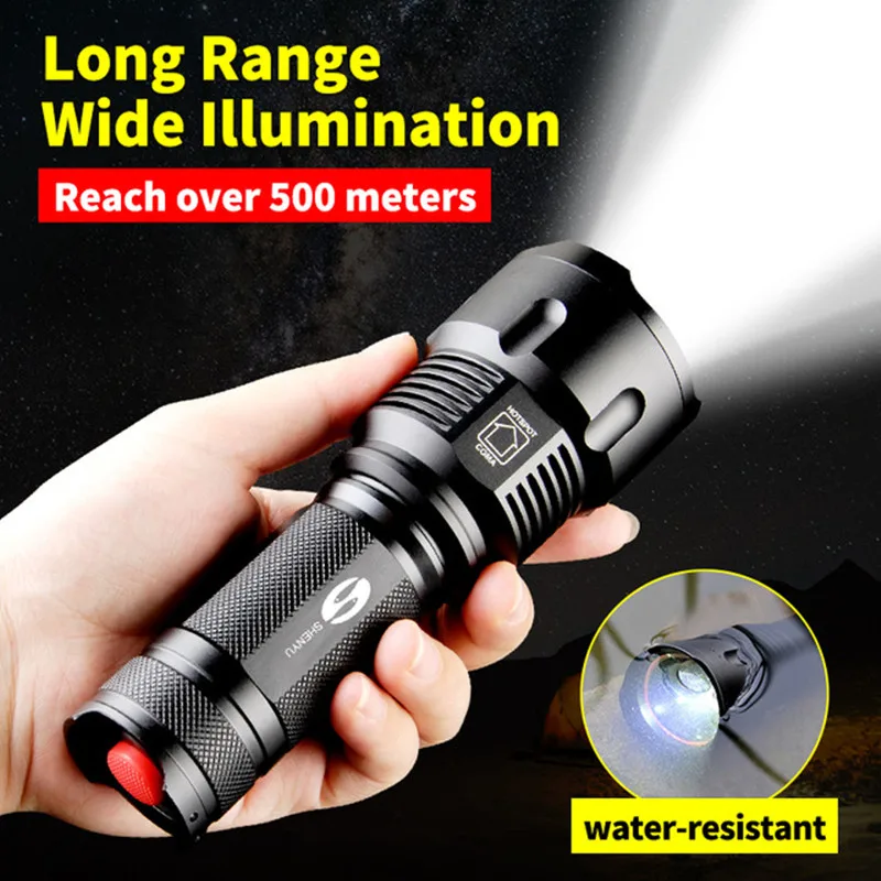

Powerful Tactical LED Flashlight CREE XML-T6 L2 Zoom Waterproof Torch For 26650 Rechargeable Or AA Battery Zoom Flashlight