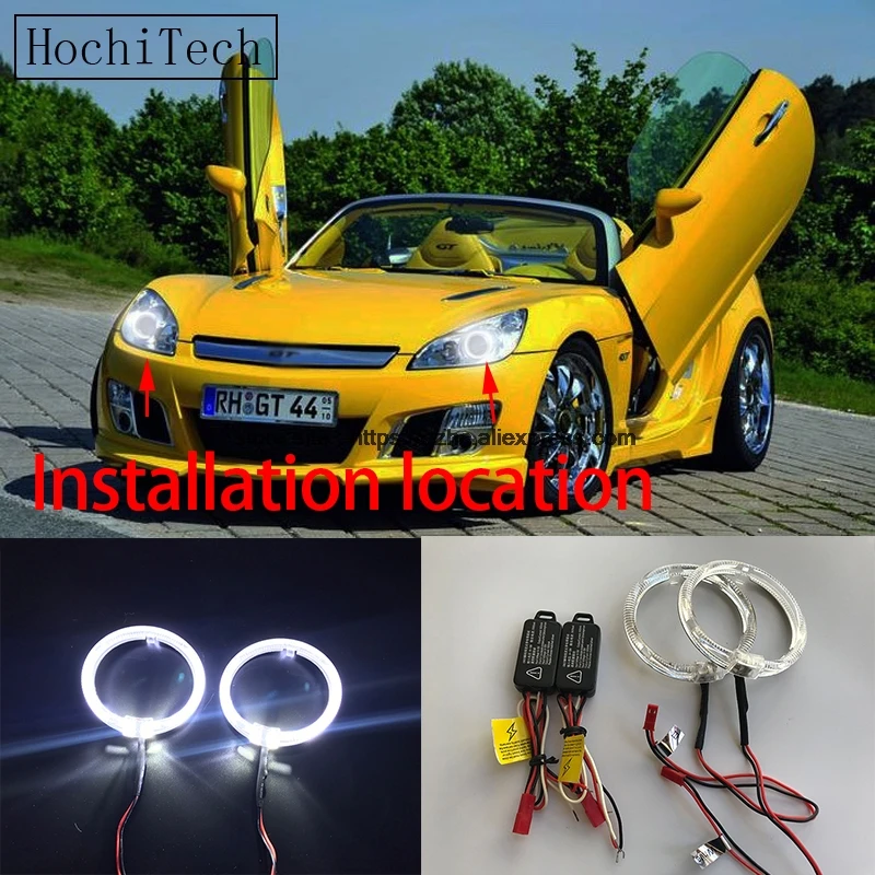 HochiTech Cree LED Chip Light Guide Angel Eyes Kit White Halo Ring day light с диммером для Opel GT Roadster 2007 2010|day light|light