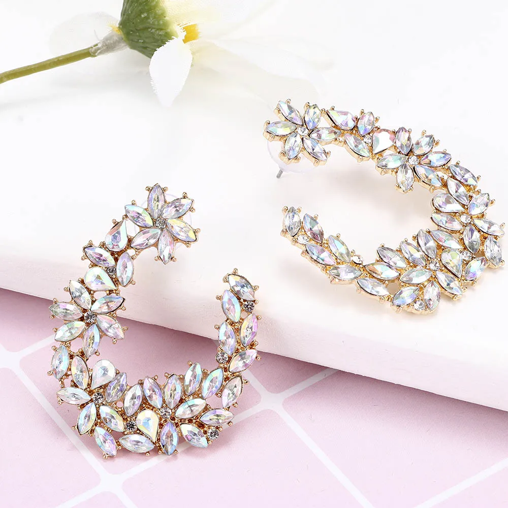 

1 Pair Fashion Europe Style Women Crystal Rhinestone Gold,&Silver Earring Ear Stud For Bride Women Jewelry Gift