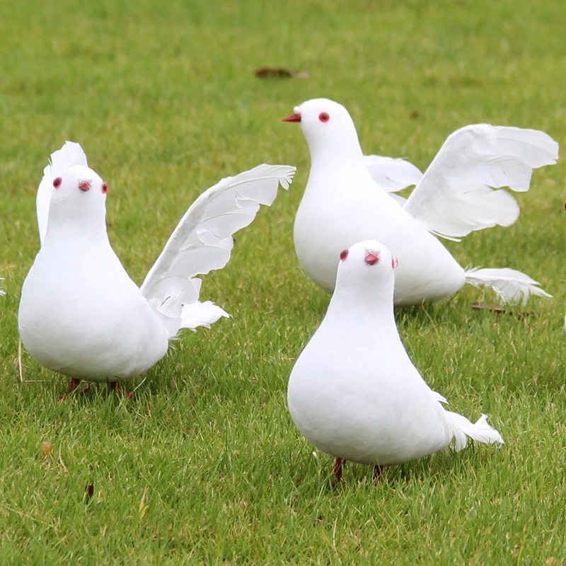 

1PC White Pigeon Bird Decorative Simulation Dove Artificial Foam Feather Wedding Ornament Home Party Wedding Decoration A