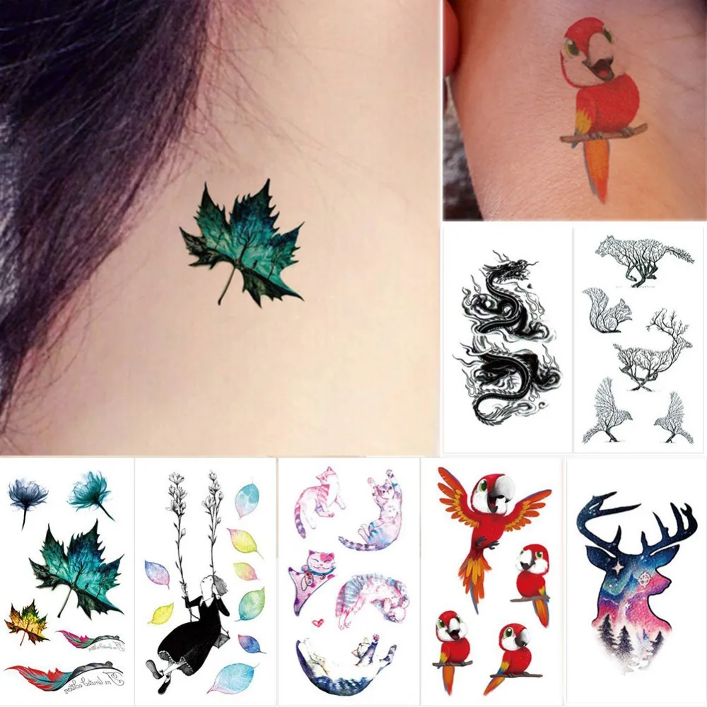 

1 Sheet Colorful 3D Body Art Temporary Tattoos Stickers Watercolor Removable Painting Drawing Sticker Body Art Tools #282056