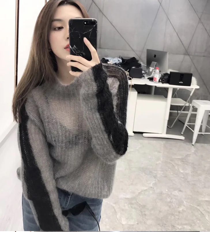 

thin Turtleneck Warm Women Sweater Autumn Winter Knitted Femme stripe Soft Female Pullovers Sweater