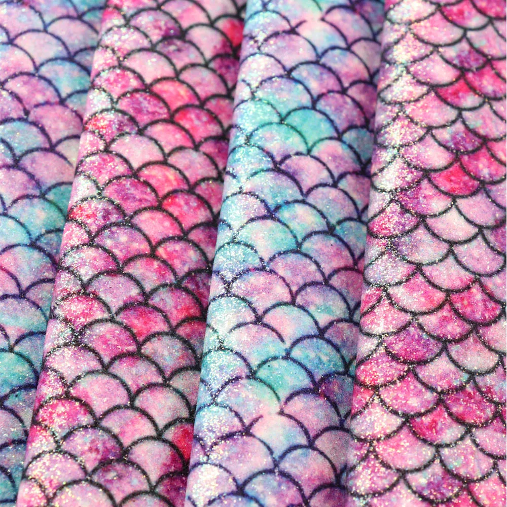 AHB блестящая ткань с принтом русалки из искусственной кожи в стиле пэчворк DIY Сумка Обувь Одежда швейная ткань ручной работы чехол для телефона материал украшение