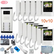 10 Units 4.3” Intercom Video Intercoms Rfid Unlock Electronic Lock Doorbell Security Camera Intercom System Video Intercom Kit