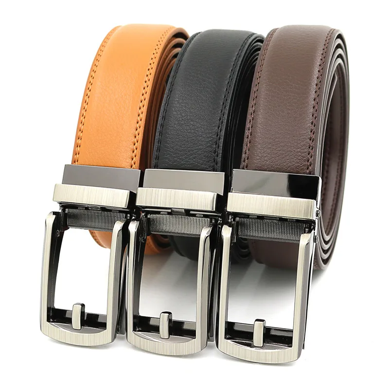 

LannyQveen Men's Automatic Buckle Belt Click Leather Belts for man business style free shipping
