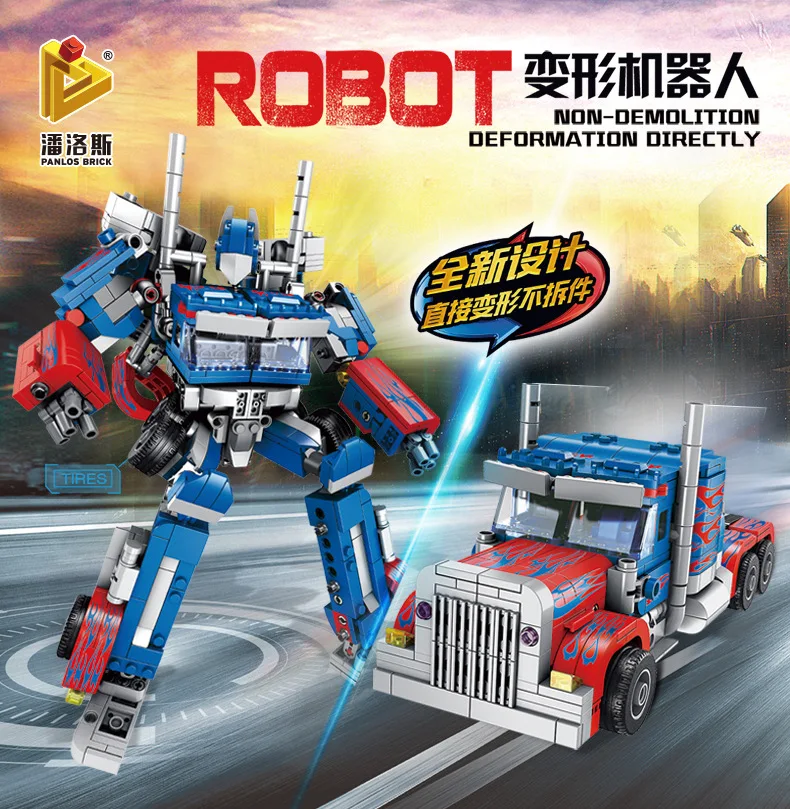 

621018 Compatible Legoing Technic Transformation 384PCS 2in1 Optimus Transform Prime Robot Car Big Truck Blocks Models