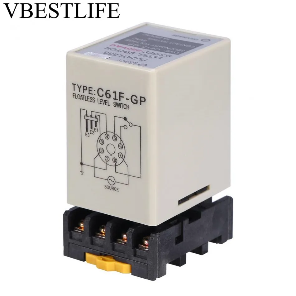 C61F GP Liquid Level Switch AC 220V 50/60HZ Liquid Floatless Level Switch Controller With Base