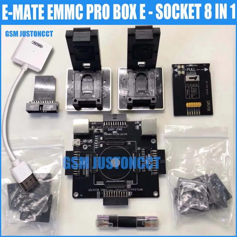 2018 новые оригинальные E-MATE коробка EMMC BGA 8 IN1 Поддержка BGA100 136 168 153 169 162 186 221 529 254 для легкий JTAG плюс UFI коробка Rif