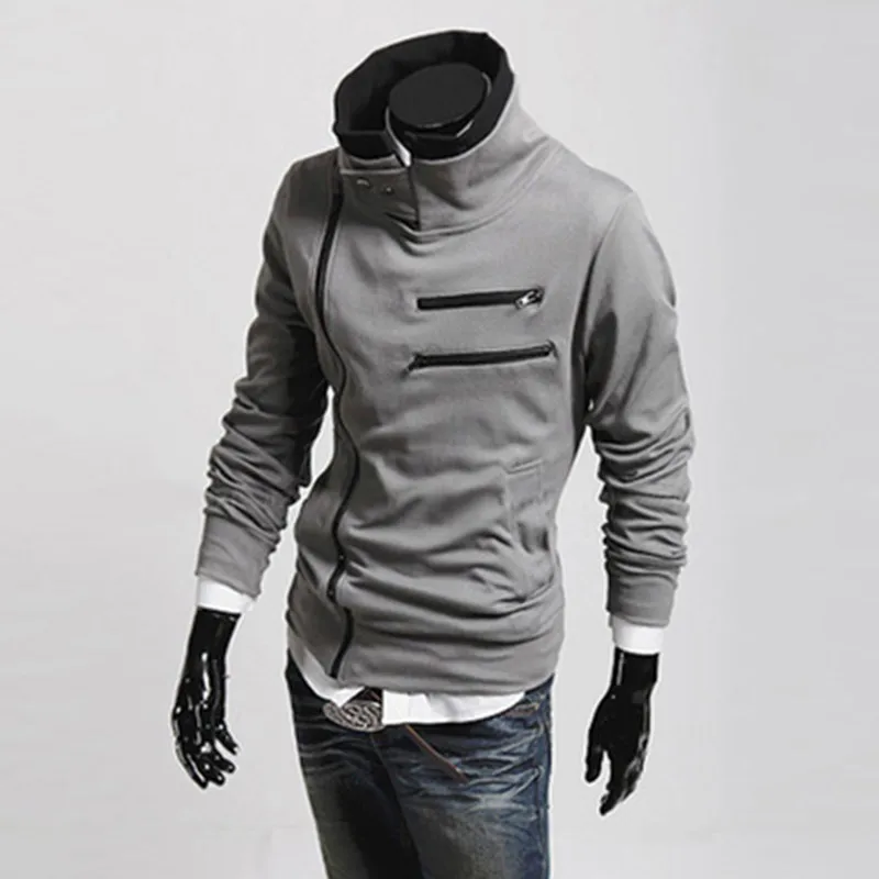 

Autumn Winter Men Fashion Brand Casual Sportswear Hoody Zipper Long-sleeved Slim Coat Sweatshirts Four Colors Hoodies Plus Size