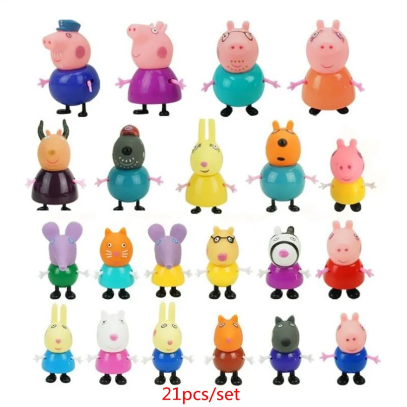 

Many Styles Original Peppa Pig Anime Figure George Guinea Family Pack Dad Mom Action Figure Model Pelucia Toys For Children