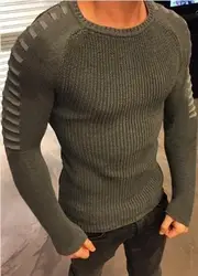 2019 осенне-зимний мужской свитер с длинными рукавами и круглым вырезом модный обтягивающий лонгслив