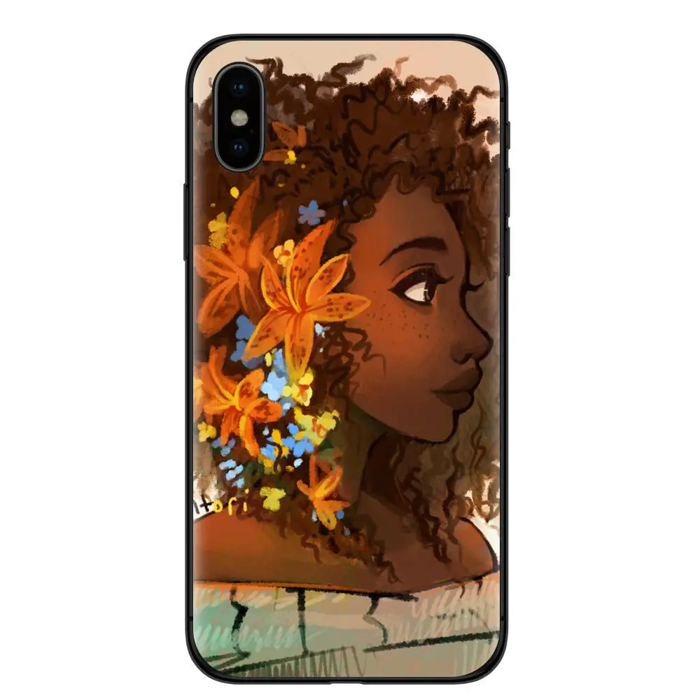 Colorful Afro Girls Phone Case Soft Silicone Black TPU Cover For Apple iPhone X 8 8Plus 7 7Plus 6 6S Plus 5 5S SE Coque Capa