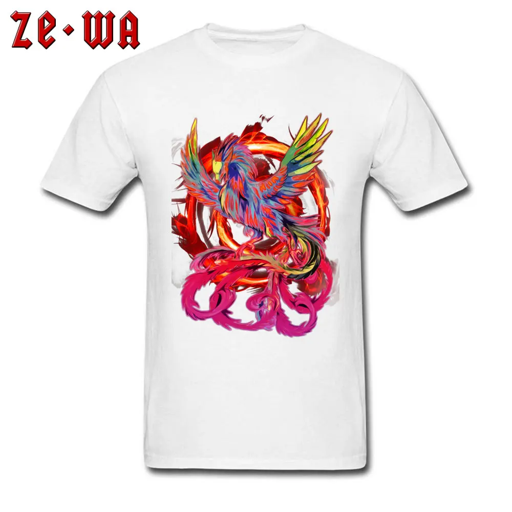 Fire Phoenix T-shirts for Adult cosie Thanksgiving Day Tops & Tees Short Sleeve 2018 Popular Tee Shirt Crewneck Pure Cotton Fire Phoenix white