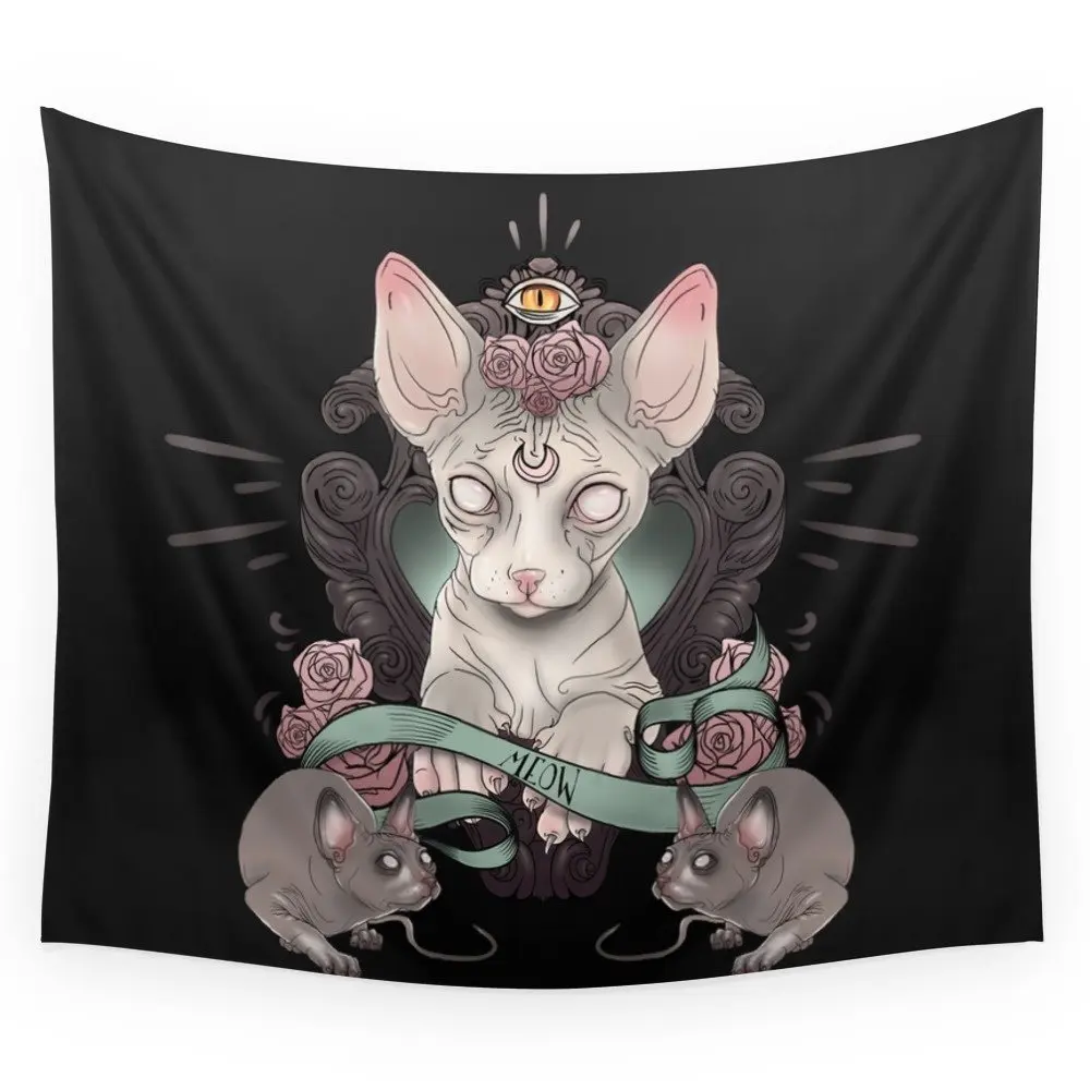 

Sphynx - Dark Wall Tapestry Cover Beach Towel Throw Blanket Picnic Yoga Mat Home Decoration