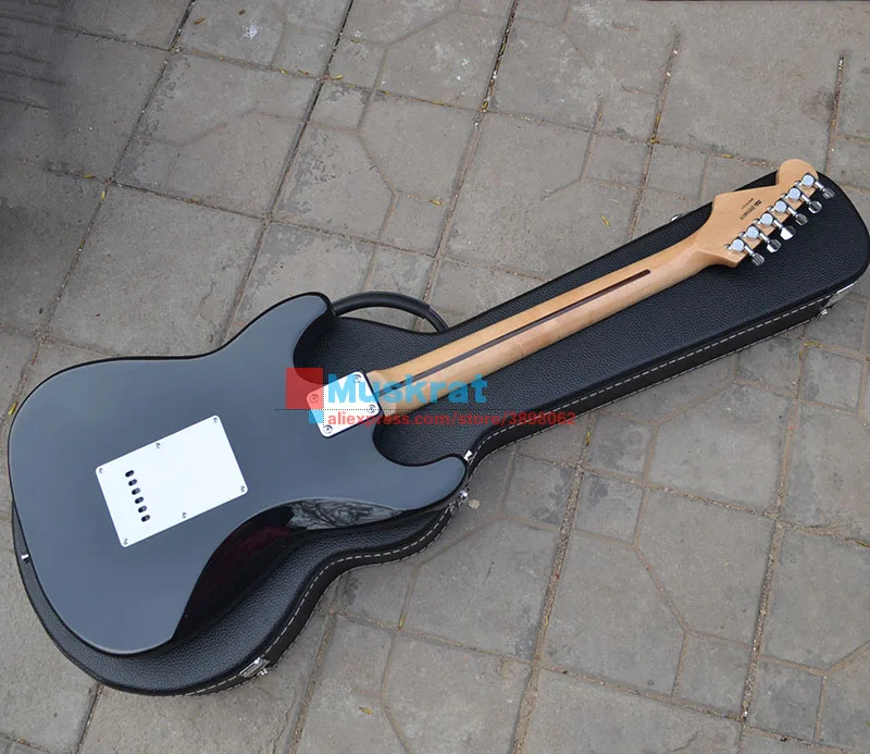 Электрогитара ST черного цвета клен шеи поддержка пользовательского музыкального инструмента гитара hardcase
