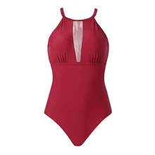 NAKIAEOI, сдельный купальник, пуш-ап,, сексуальный, высокая горловина, купальник для женщин, Холтер, бандаж, пляжный Монокини, с принтом, Одноцветный купальник