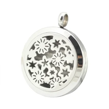 

10pcs 30mm Stainless Steel Sun and Stars Premium Aromatherapy Essential Oil Diffuser Locket Pendant Women Necklace