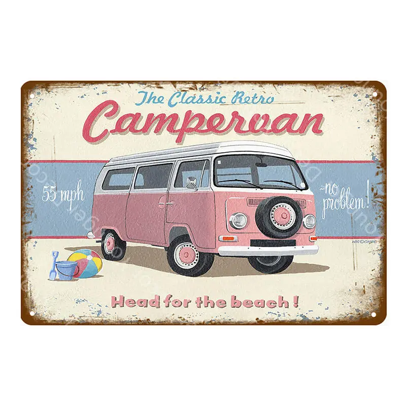 Vintage Home Decor Classic Car Bus Truck Campervan Metal Signs Painting Art Poster Garage Pub Bar Plate Wall Plaque YH046