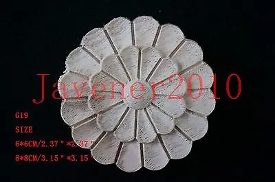 

G19 -8x8cm Wood Carved Round Onlay Applique Unpainted Frame Door Decal Working carpenter Flower
