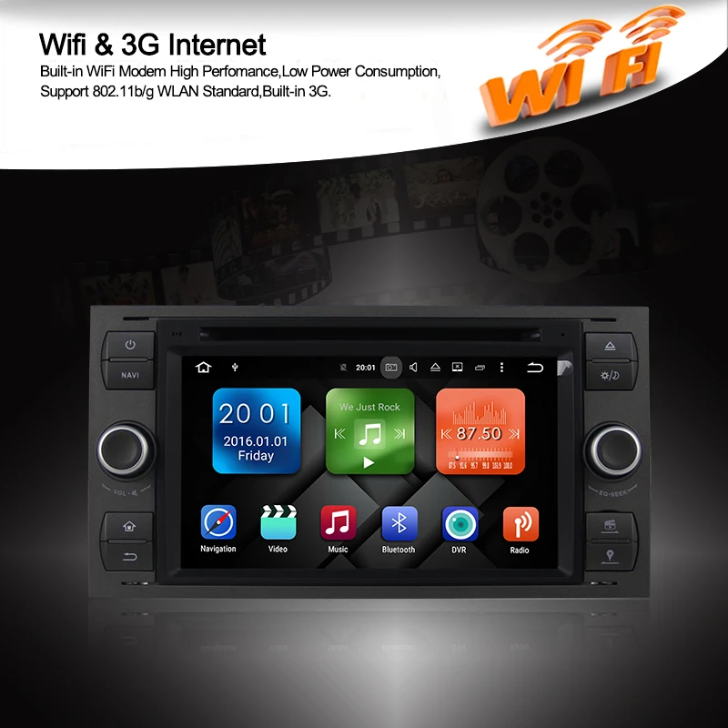 Sale 7" 4G RAM Android 9.0 Car DVD Player GPS Stereo Navigation For Ford Focus Kug Transit 2004 2005 2006 2007 car Radio navigator 10