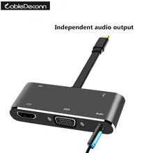 USB-C Hub Dock Thunderbolt 3 to HDMI 4K VGA USB3.0 Hub USB-C PD Audio Converter Cable Adapter for Macbook 2016 2017