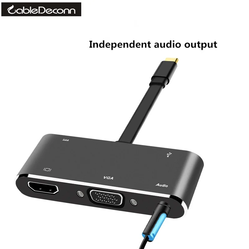 USB C док станция Thunderbolt 3 к HDMI 4 VGA USB3.0 концентратор PD аудио конвертер кабель адаптер