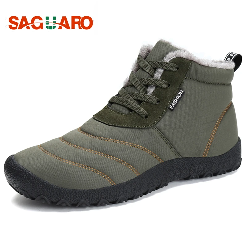 Meilleur SAGUARO Super Chaud Hommes Bottes D hiver pour Homme Chaud et Imperméable pluie Bottes Chaussures 2018 Nouveaux Hommes de Cheville Botte de Neige Botas Masculina