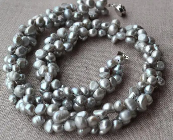 

Grey Pearl Jewelry, 46cm AA 6-7mm Freshwater Pearl Necklace,100% Real Pearls Necklace,Handmade Jewelry