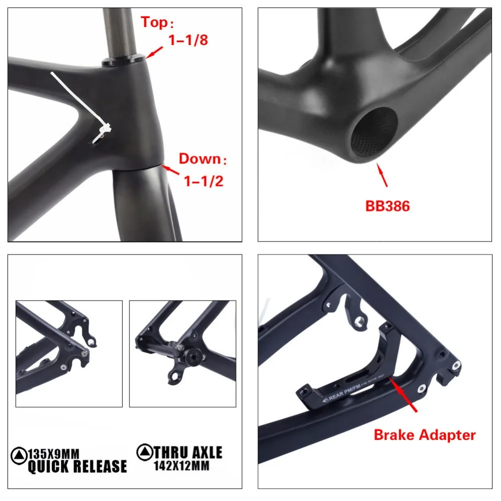 Cheap New 700*40C Carbon Gravel Frame Aero Cyclocross Bicycle Carbon Frames Thru Axle Disc Brake Road Bike Frameset With Headset BB386 13