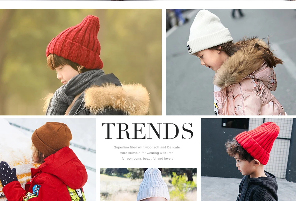 Зимняя шапка, вязаные шапки, шапка для мальчиков и девочек, хлопок ...