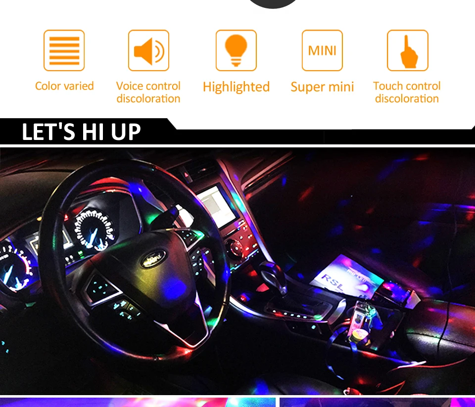 MeeToo Led Car Interior Decorative Lamp 5V USB Mini RGB Car Styling Led Bulb Atmosphere Light Magic Effect For BMW Ford VW Kia (3)