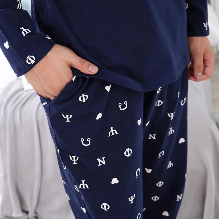 Высокое качество хлопковые пижамы наборы для Для мужчин 2018 осень-зима с длинным рукавом o-образным вырезом мультфильм пижамы Домашняя