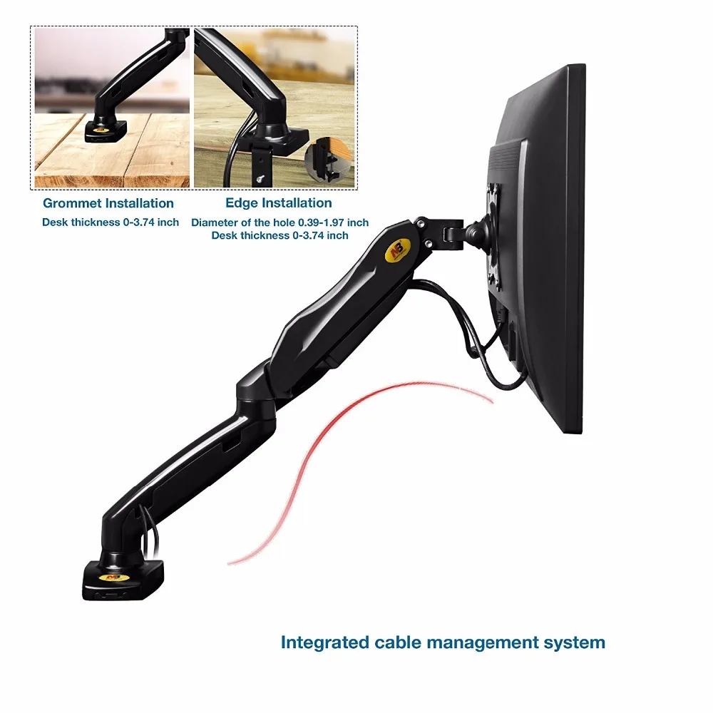 F80 монитора настольная подставка 17-27 дюймов Алюминий сплав вращающаяся газовая пружина подъема ТВ крепление длинные руки с регулировкой по высоте, ЖК-дисплей кронштейн